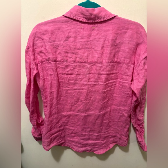 Maeve Anthropologie 100% linen oversized pink XS button down blouse - Picture 3 of 7